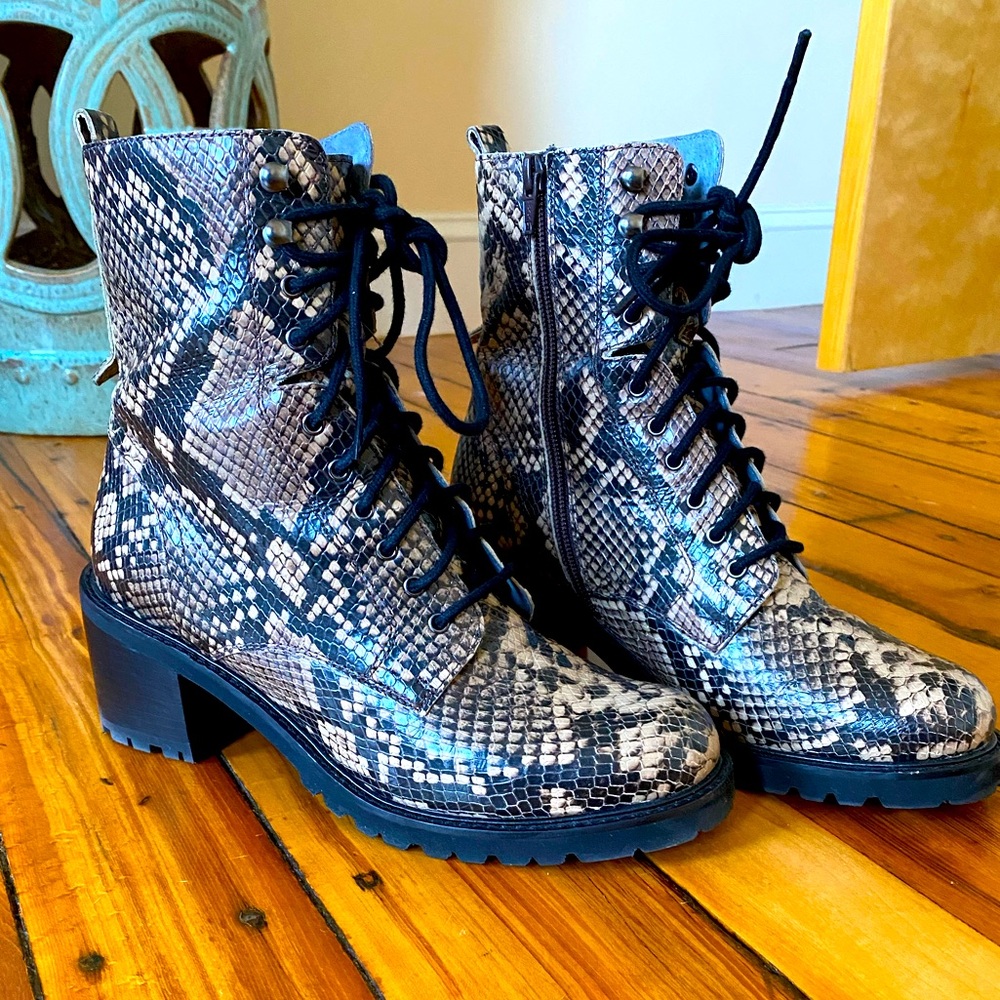 Seychelles snakeskin combat boots